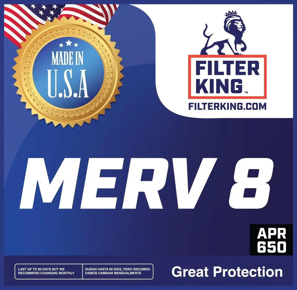 King x 31.5x14.5x1a 14.5 USA | Filter Actual 4-PACK A/C HVAC 8 Filters | Pleated Air | 31.5 Filter MADE | Furnace Size: .75" IN MERV x