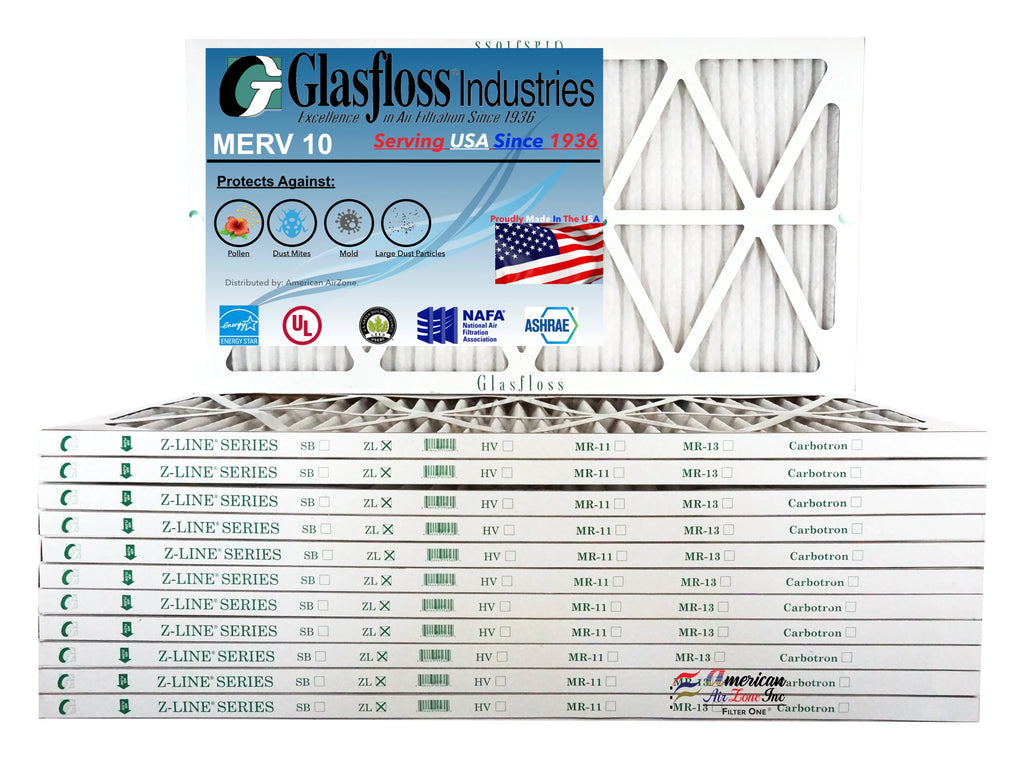 12x30x1 Glasfloss 11.5 - 29.5x7/8 Furnace (Actual Air - - MERV Filter inch) 10 -Qty:12 Made USA Size: in x