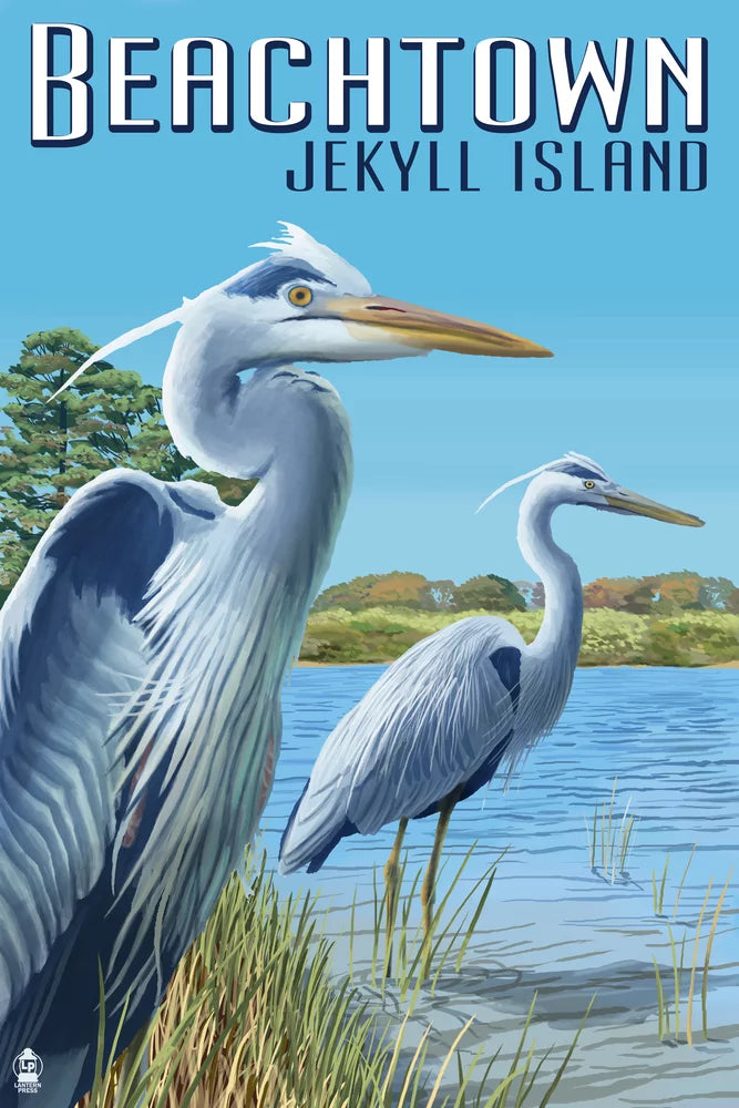 in Georgia, Herons Jigsaw USA) Puzzle for Piece Adults (1000 Family, Blue Puzzle, Challenging Size and Jekyll Island, Beachtown, 19x27, Made