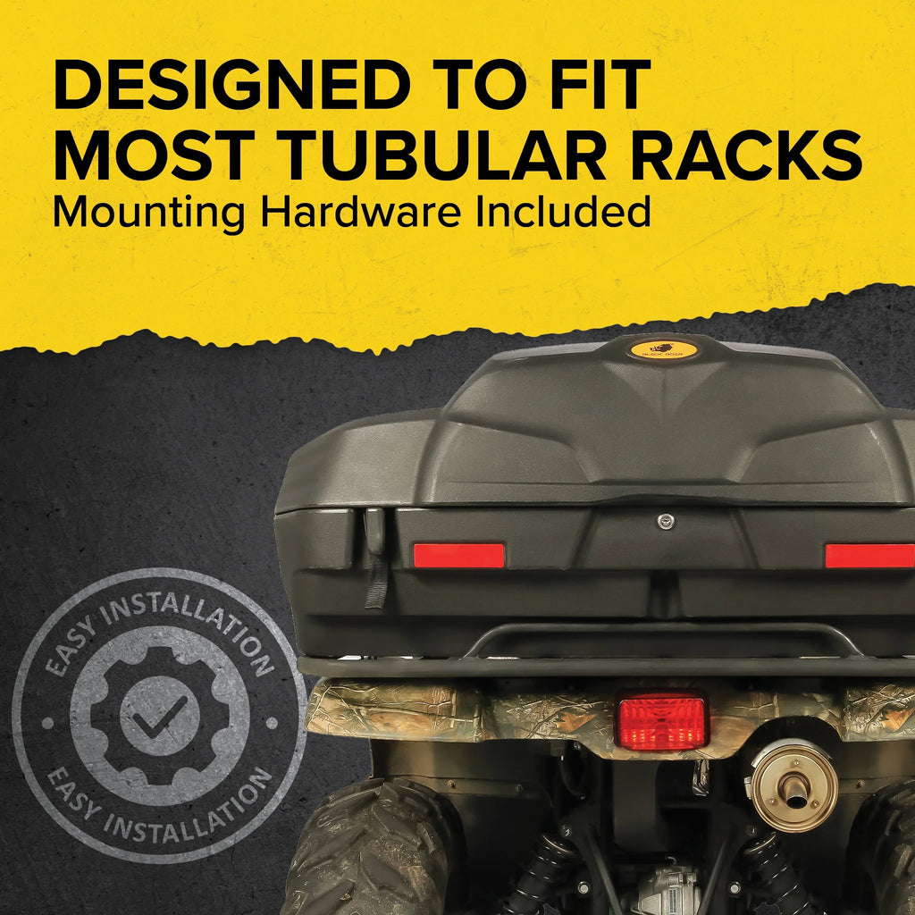Box, a Impact-Resistant Features Lockable Design, an Cushion Black Lounger | and Storage (66010) Water-Resistant and Boar Camco ATV/UTV Storage Rear Comfortable Seat Soft Box a