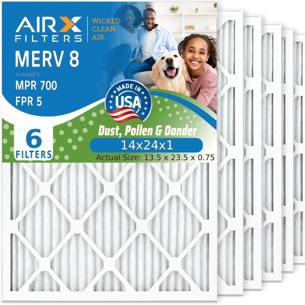 Filter Filters FILTERS Premium Electrostatic Air AIR. CLEAN Comparable Pleated to AC Made & HVAC Filter Conditioner Pack Air 700 5 14x24x1 MERV 6 8 MPR 14x24x1 WICKED AIRX USA Furnace FPR by