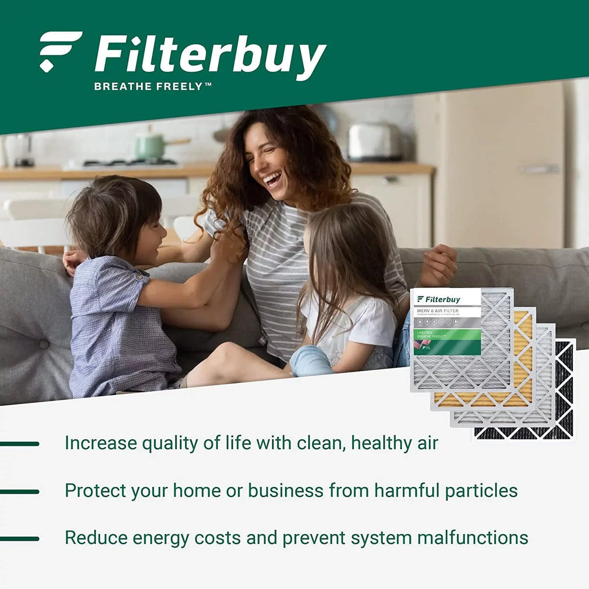 HVAC Filterbuy (6-Pack) MERV Filters Pleated Furnace 11 25x25x1 Air AC