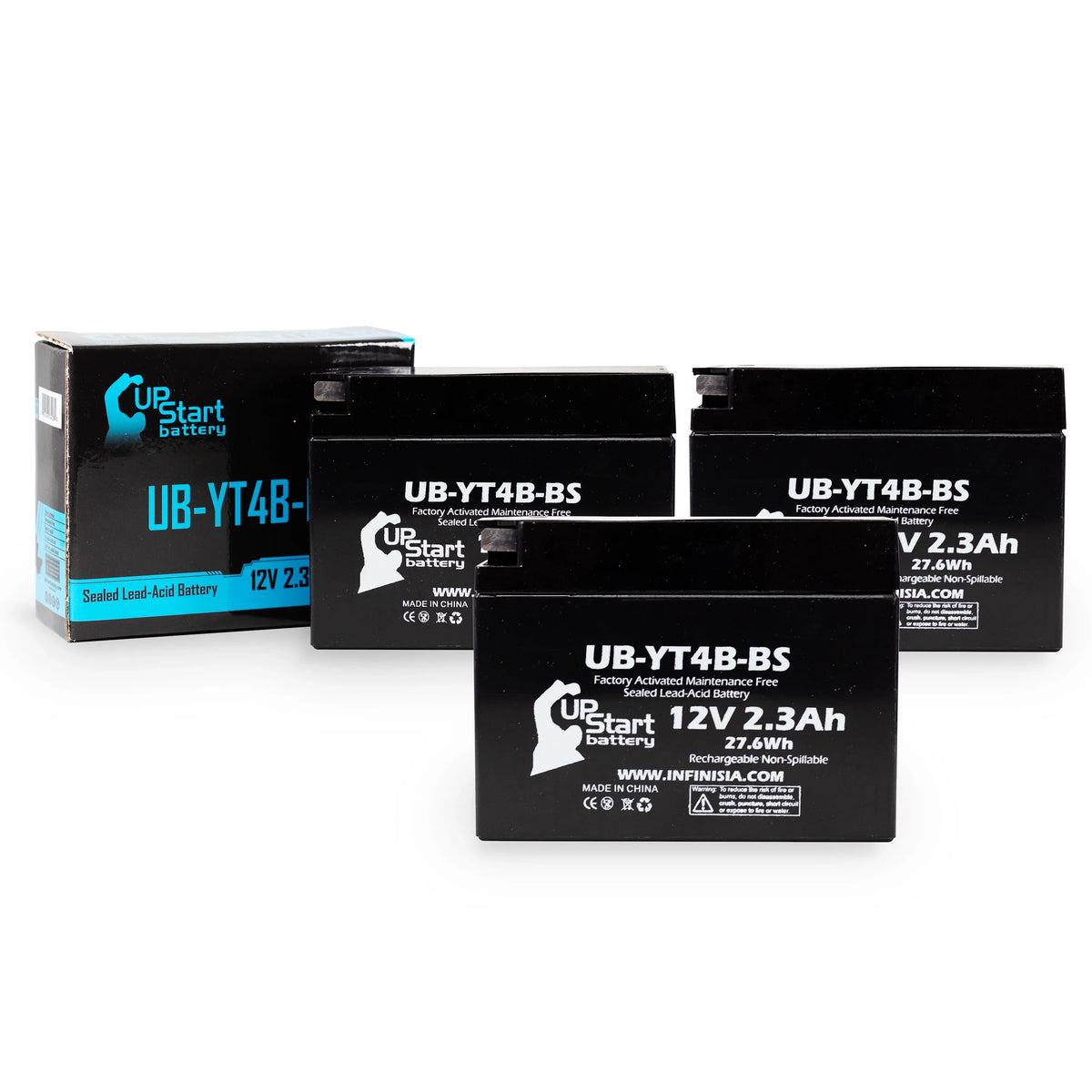 for Suzuki 2015 12v, 2008 Compatible - Replacement - Battery with DR-Z70, 2009 Suzuki Free SR400, Yamaha DR-Z70 Activated, Battery 3 Sealed) Maintenance Pack YT4B-BS (2.3Ah, Factory