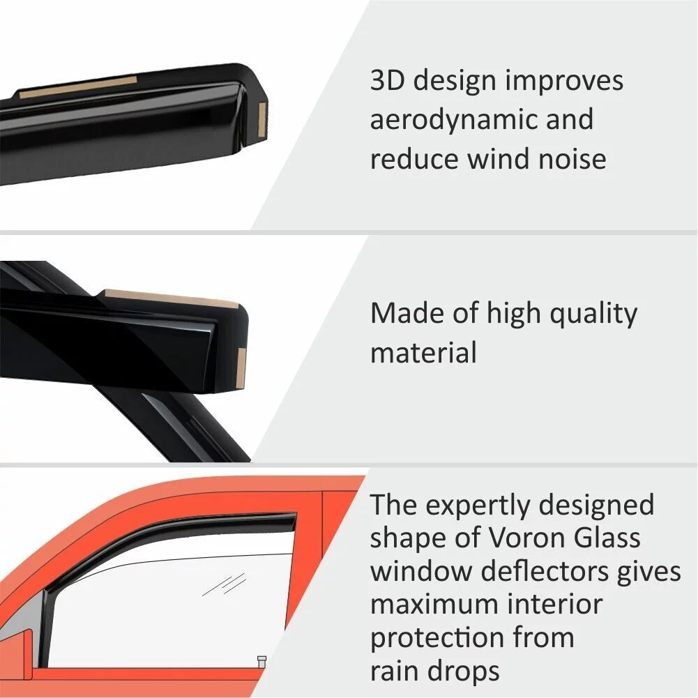 Guards Extra Visors, Voron Window Pieces Glass Durable 4 Window in-Channel Ford Escape Vent Deflectors, Rain - for 2013-2019, 200517