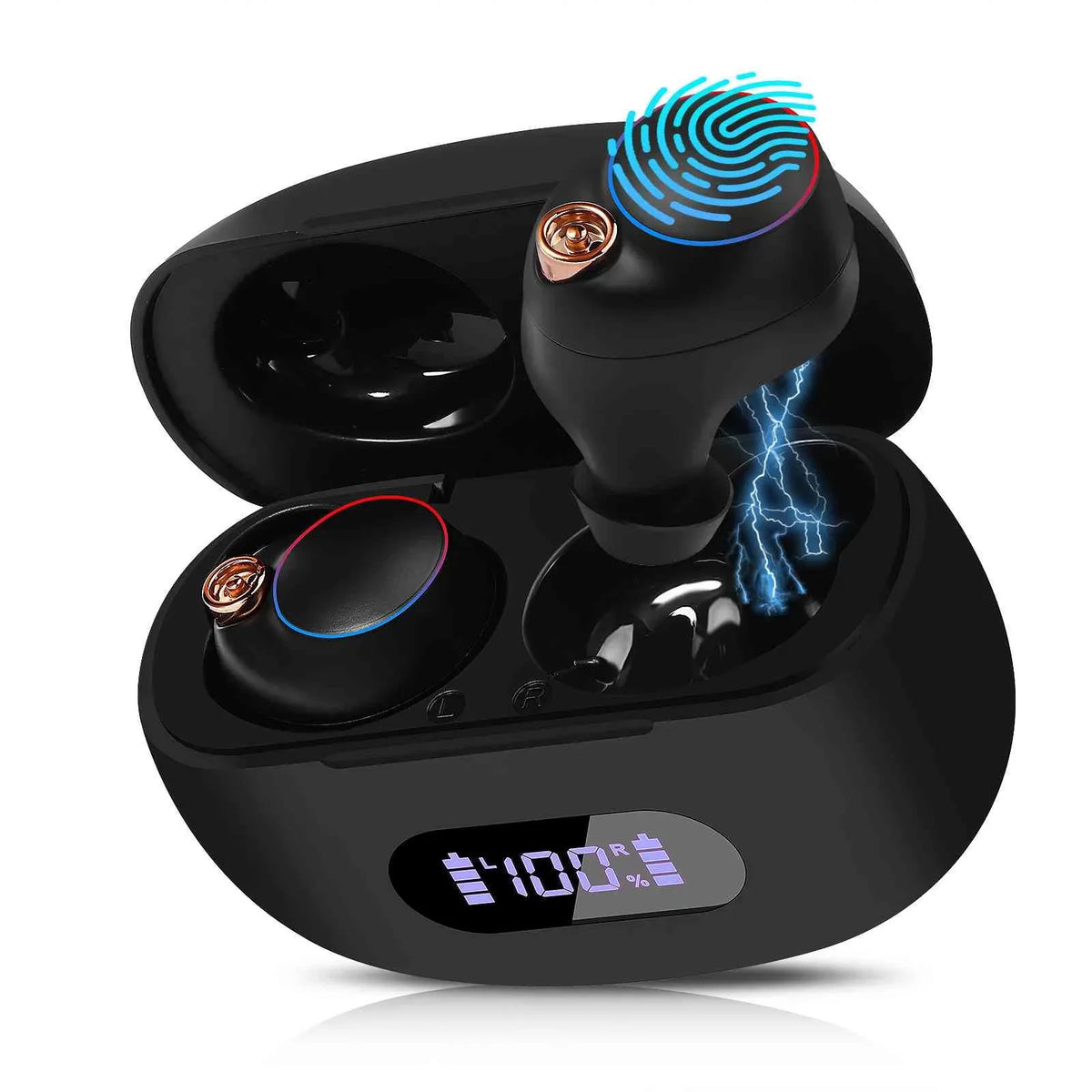Bluetooth Connect, Water with Wireless Lenovo Bluetooth Boost Black, Bass Connection, Earbuds Resistance, + Balanced, 5.2 IPX5 Dual Compatible Case, Charging UrbanX Pad True