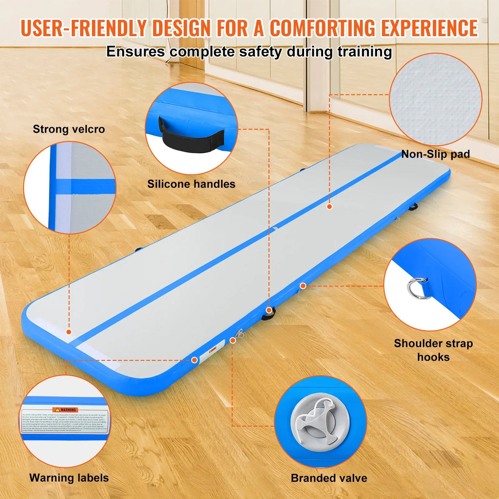 Training Mat Inflatable SKYSHALO Fitness Pump Cushion Air Vibrating 13ft with Gymnastics