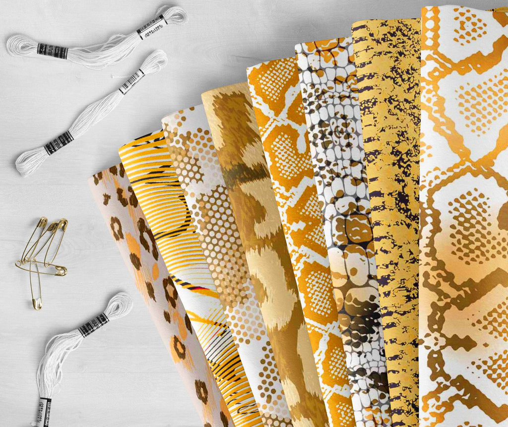 Quarter Bundle SkinPrint 22"DIY Soimoi 8 -Animal (Yellow) CottonPre-Cut Fat Quilting 18"x Patchwork-100% Fabric Pc