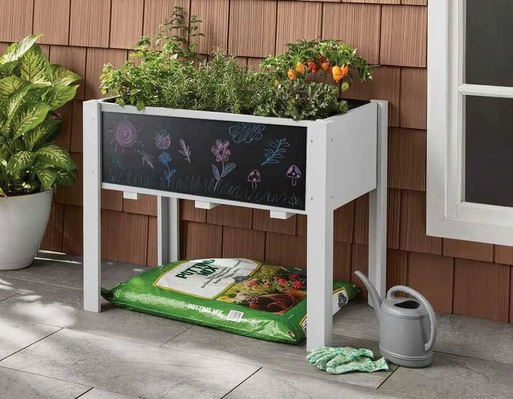 x Garden x 24 Grey Bed, Inch Light Kids for Vegetables Lawn Box Kids Outdoor for Elevated Garden Yard, Raised Planter Wooden Raised Raised Bed 30 Grass 18