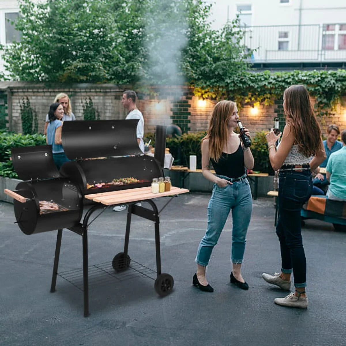 Grills Burner/Thermometer, 29.6" Grill Outdoor BBQ with x H Charcoal with Charcoal for Smoker, Grill Black Grill, Cooking Backyard, Camp Side DFITO L Small 24.4" BBQ Outdoor Grill