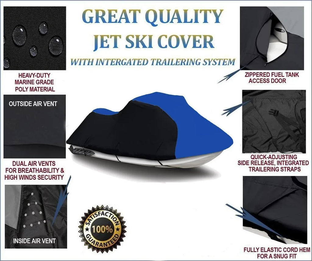 BLACK Polaris 1-2 / Jet Ski LINE 1992 TOP HEAVY-DUTY BLUE for 1993 750 PWC SL650 THE Cover 1994 OF JetSki Seater SL 1995 Cover Compatible