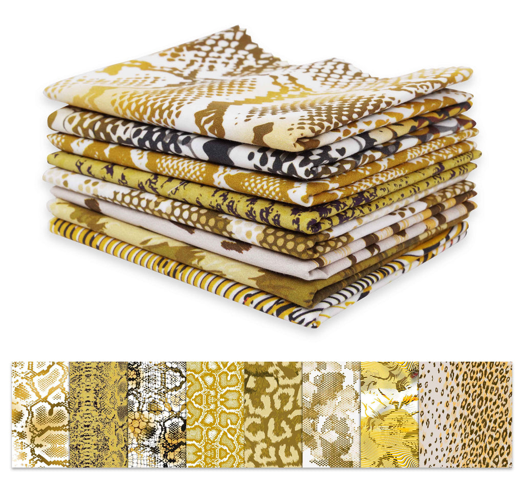 Quarter Bundle SkinPrint 22"DIY Soimoi 8 -Animal (Yellow) CottonPre-Cut Fat Quilting 18"x Patchwork-100% Fabric Pc