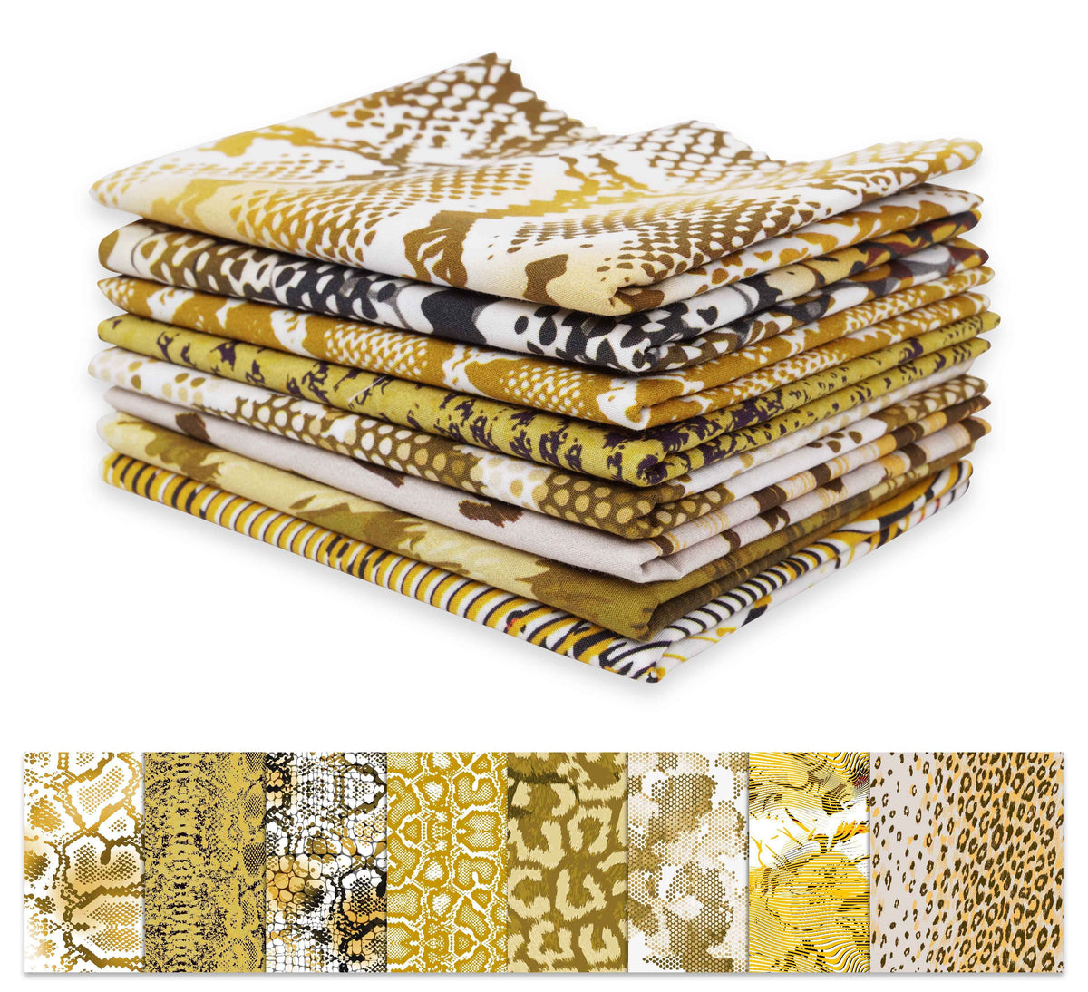 Quarter Bundle SkinPrint 22"DIY Soimoi 8 -Animal (Yellow) CottonPre-Cut Fat Quilting 18"x Patchwork-100% Fabric Pc