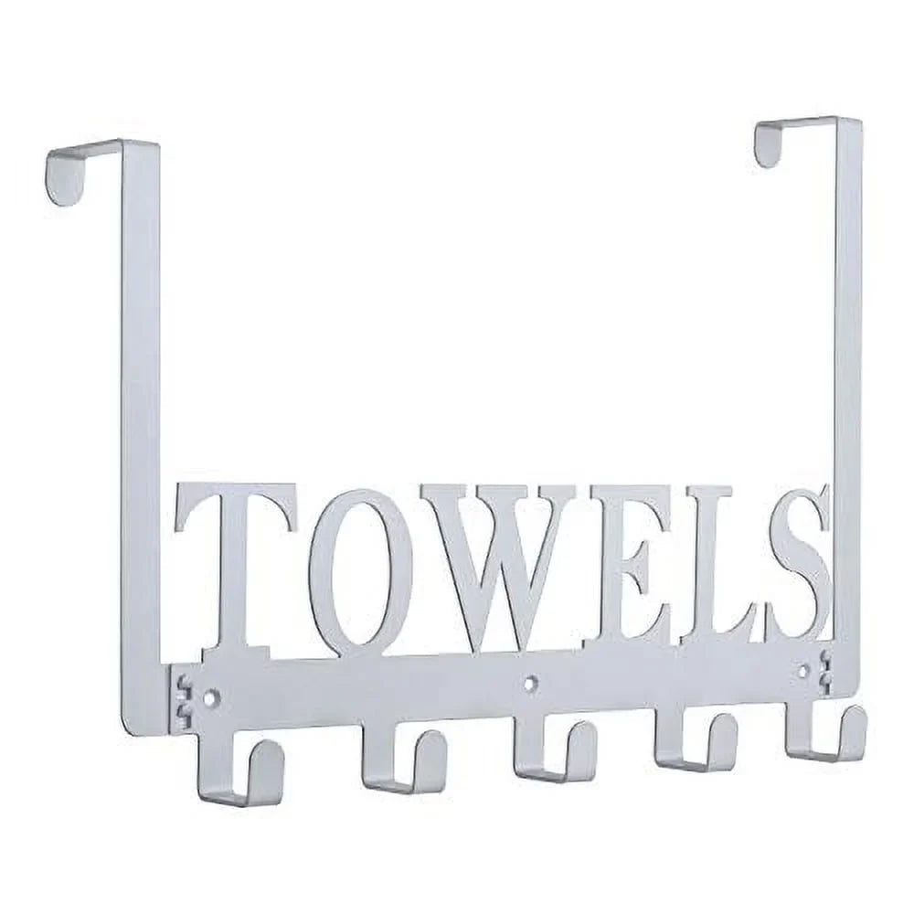 Door Towel on The Bedroom Bathroom, Hang Pool Bathrobe for Holder Cupboard Mount Towel Wall Towel (Silver The for Kitchen Hooks, Over Hooks Rack Towels Door Cabinet Beach Gray)