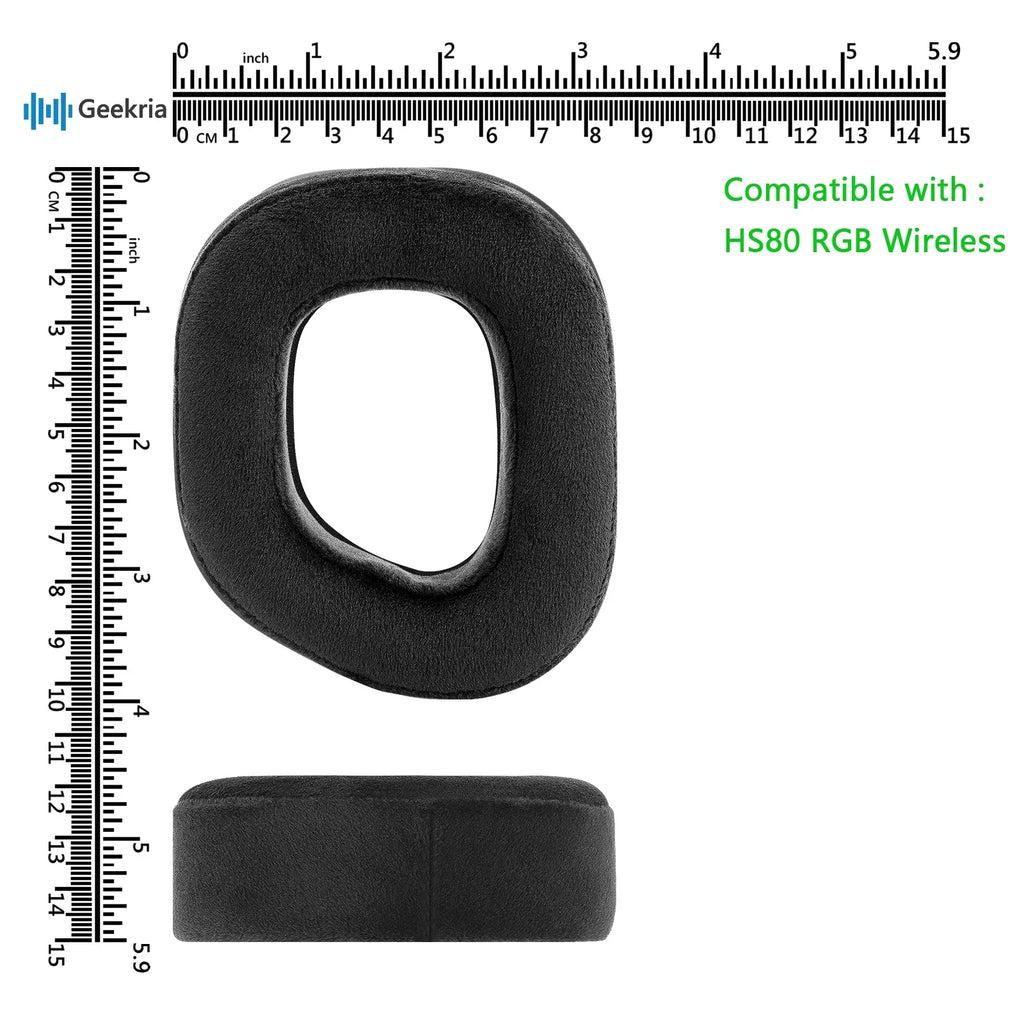 Corsair Geekria Velour Headset RGB Comfort Headphones Cover Cushions, Repair for Replacement Cups HS80 (Black) Pads Earpads, Parts Ear Ear Ear