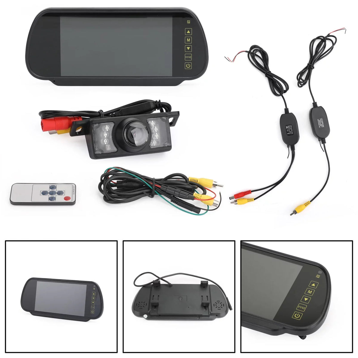 7" View Car Rear Night Camera View Monitor IR + Mirror Kit Rear Wireless