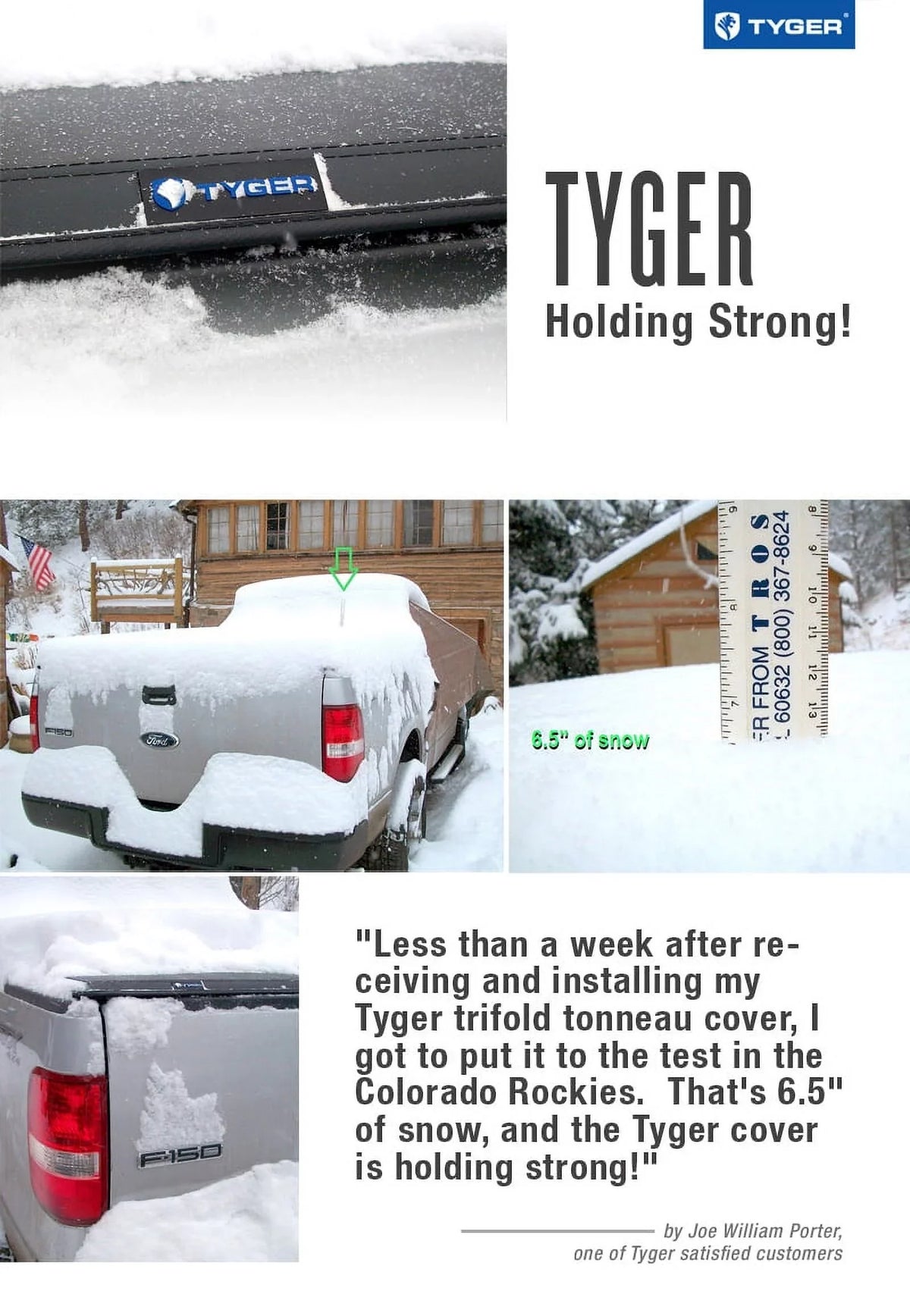 T3 TG-BC3T1033 6.5' Bed Compatible Soft with | Toyota Tyger Cover Vinyl | | Bed Tundra Tonneau 2007-2013 Tri-fold Truck Auto