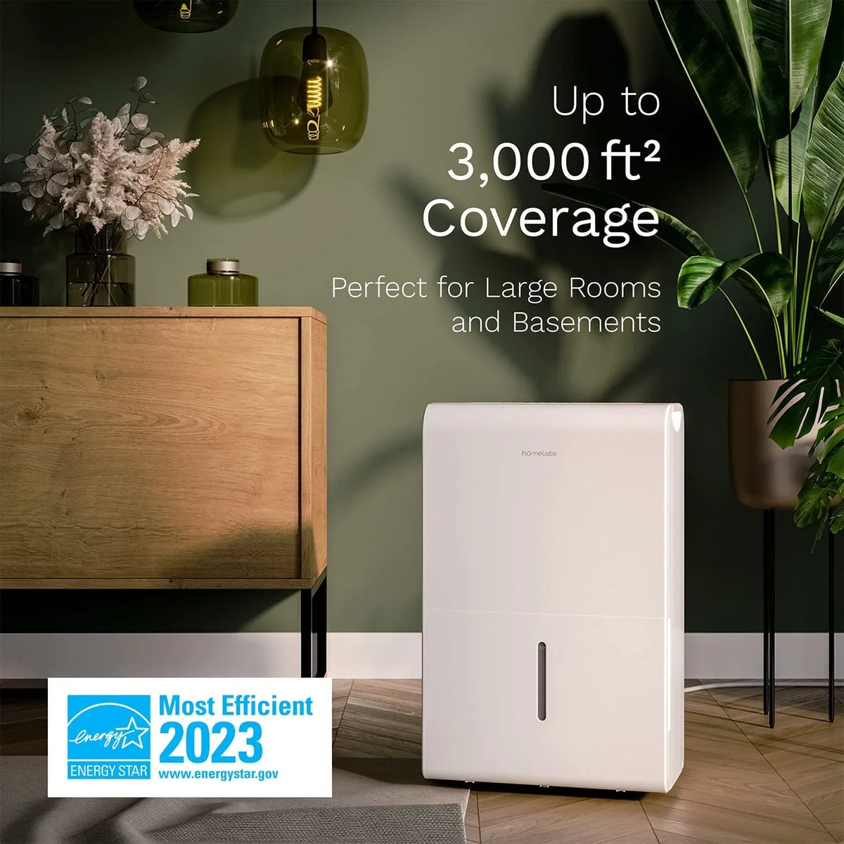 Moisture Powerful ft. 35 3000 Medium (Previously Removal to Home Pint) Sq. Rooms, Bedrooms Basements Ideal and Humidity Star and 50 - - Dehumidifier - Pint for Control hOmeLabs Energy Large