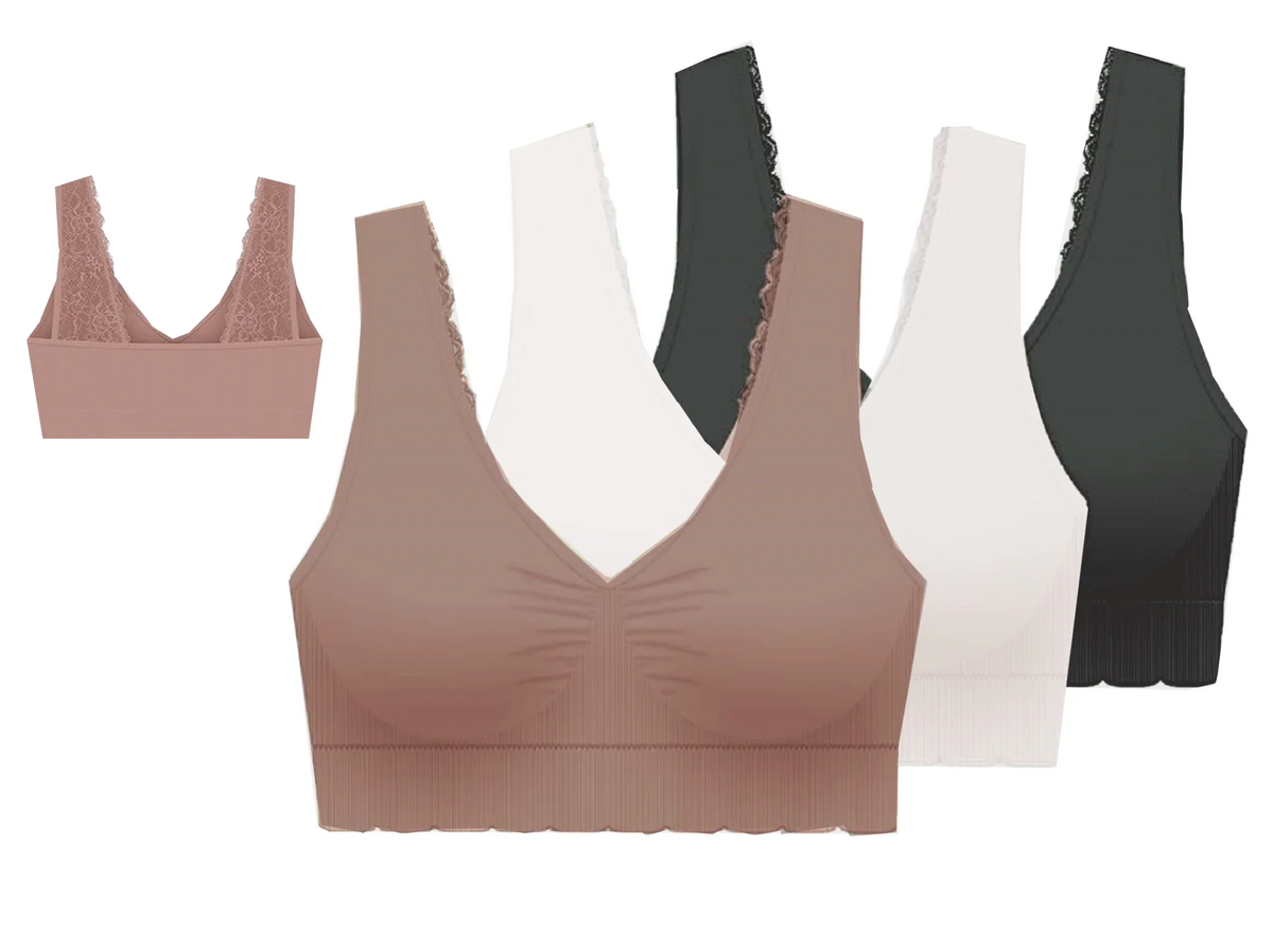 Straps Delta Pads-3-Pack and Comfort Burke Seamless - Fits 38D/DD Removable with 2X 40C/D Lace Padded - Thru Back Bras